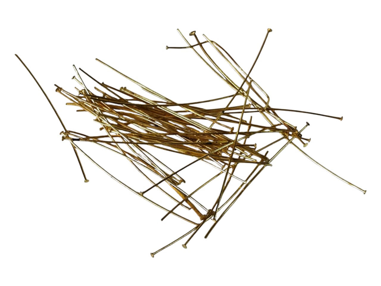 50 x Headpin gold colour. Flat head. 50mm.