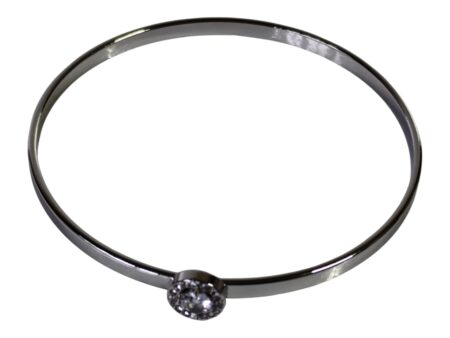 Stainless steel bangle with rhinestone central design, 4 x 69mm