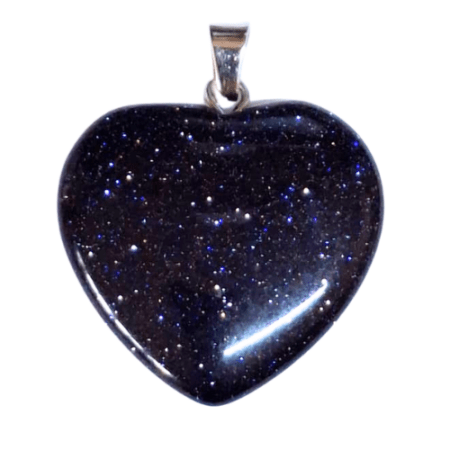 Blue goldstone heart pendant, 31mm incl. bail