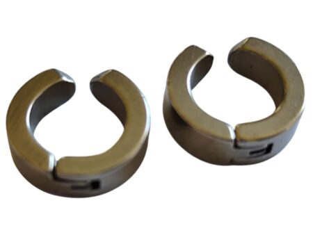 Stainless steel non-piercing Earrings, 1 pair, 13mm diameter, 4mm length from front, 2mm wide of band forming the hoop