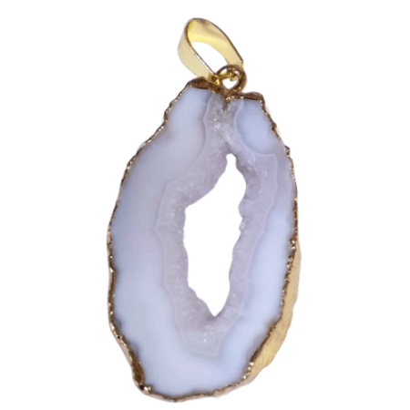 Agate slice pendant, Assorted color, gold trim, 35-60mm