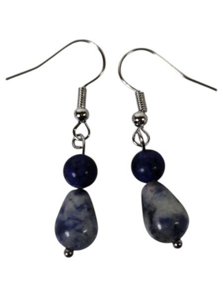 Drop earrings, Sodalite with Lapis lazuli, 44mm