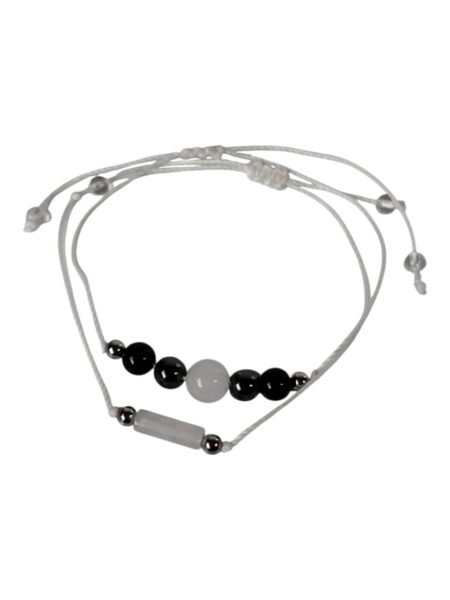 Couple bracelet set, White, Grey and Black, adjustable