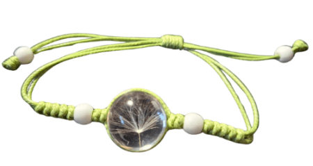 Dandelion dome bracelet, green, adjustable