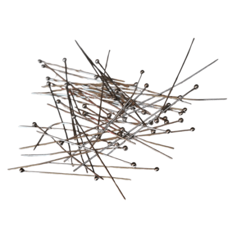 30 x Silver coloured head pins, 45mm, Stainless steel
