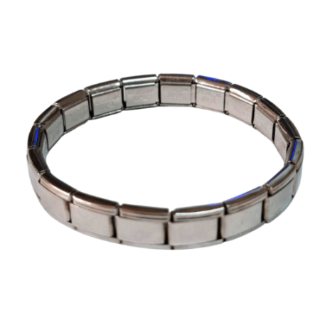 Stainless steel Italian charm bracelet, plain Silver, 18 links make up the entire bracelet