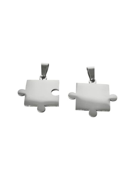 Couple's Puzzle piece Pendant, Stainless-steel, 22 x 29mm