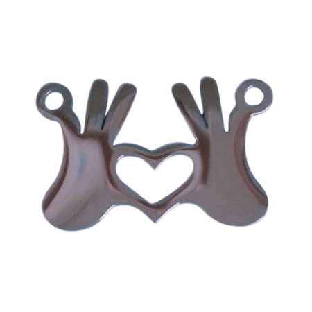 Loving hands charm, Stainless-steel, 25 x 15mm