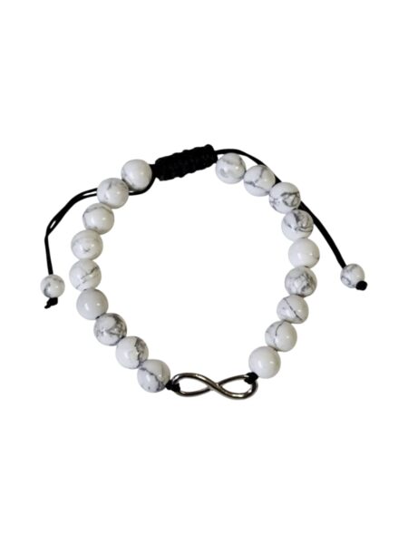 Adjustable White Howlite and Infinity Bracelet