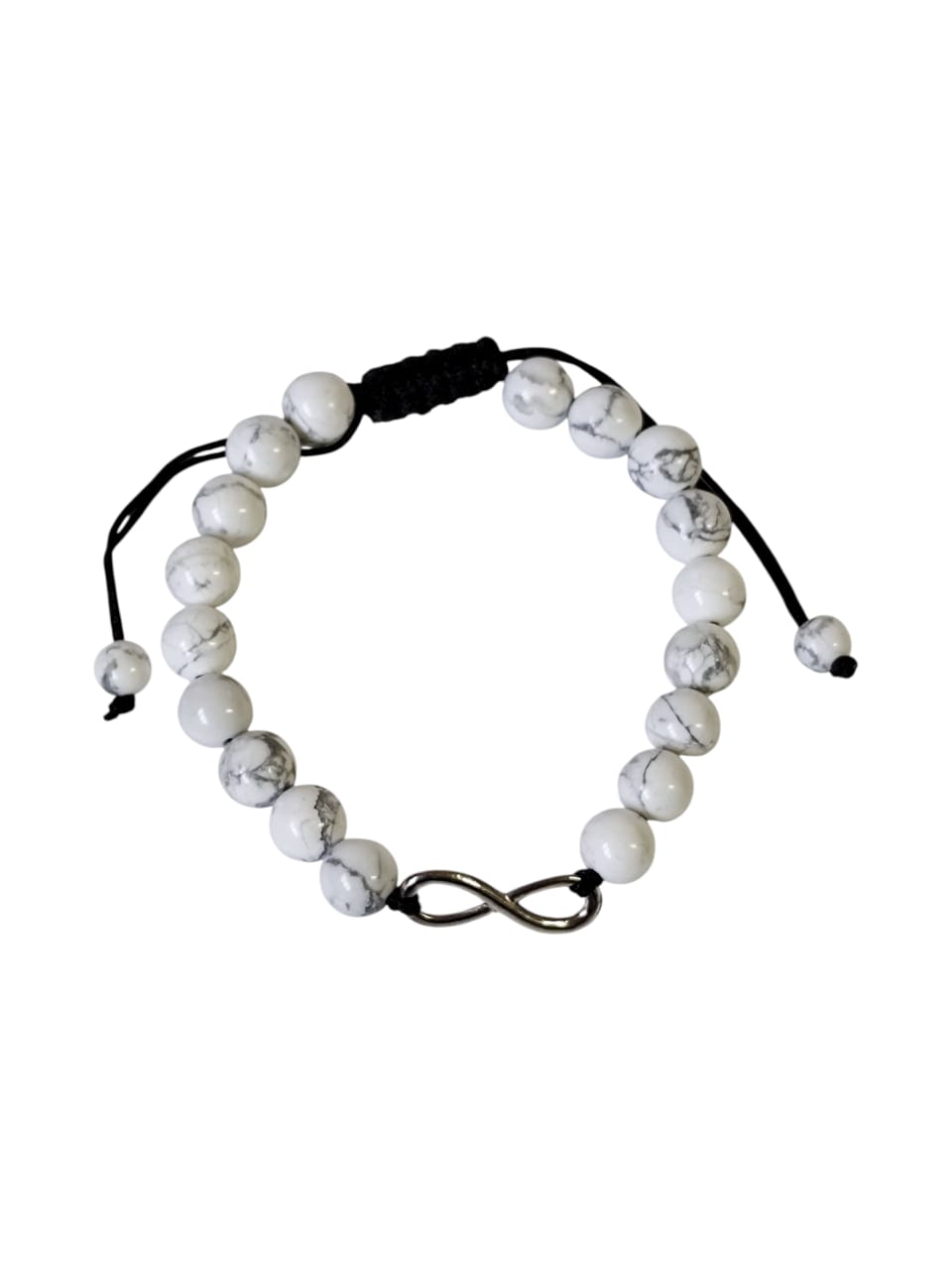 Adjustable White Howlite and Infinity Bracelet