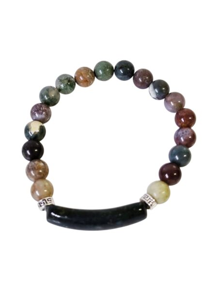 Indian Agate bead bracelet, stretchcord.