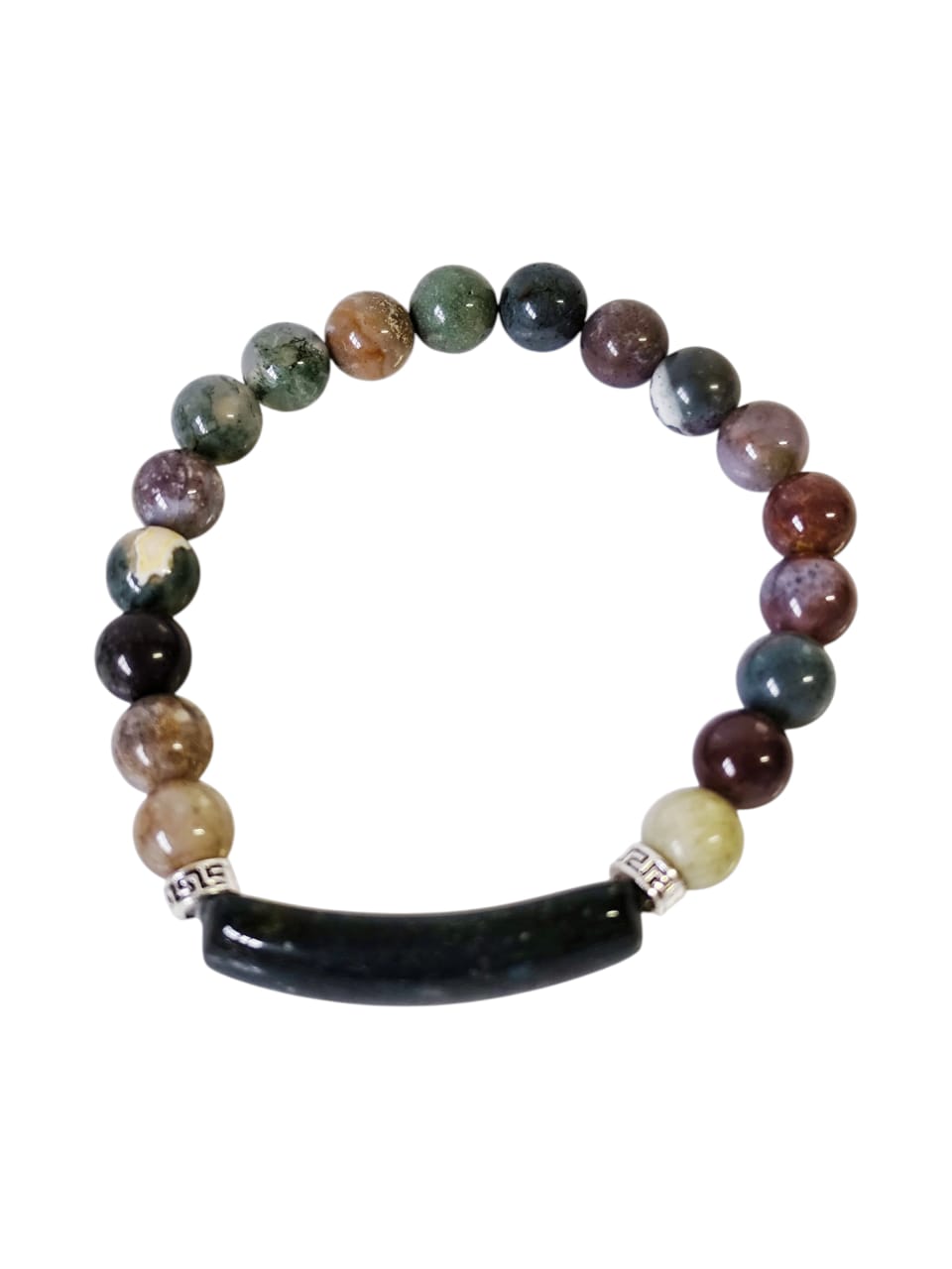 Indian Agate bead bracelet, stretchcord.
