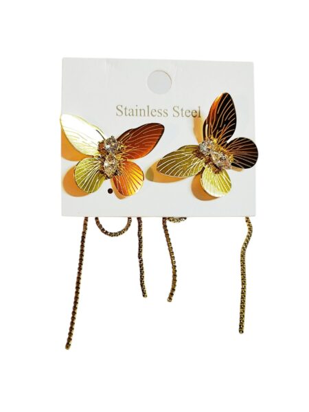 Gold butterfly earrings, Stainless Steel