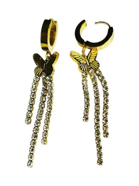 Gold Stainless Steel Butterfly dangle Earrings.