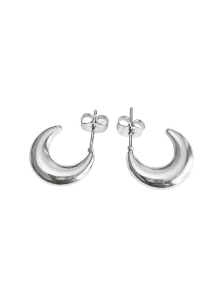 Stainless Steel Crescent Moon Earring, 15mm