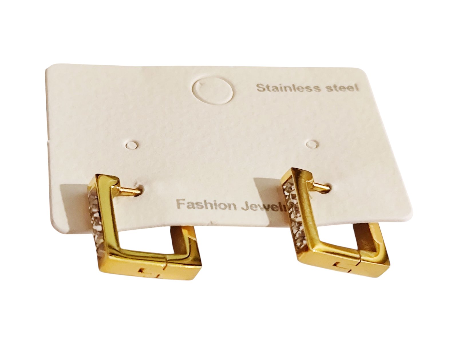 Gold Stainless Steel, Square Shape Earrings.