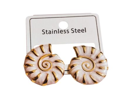 Nautilus Gold Stainless Steel Earrings.