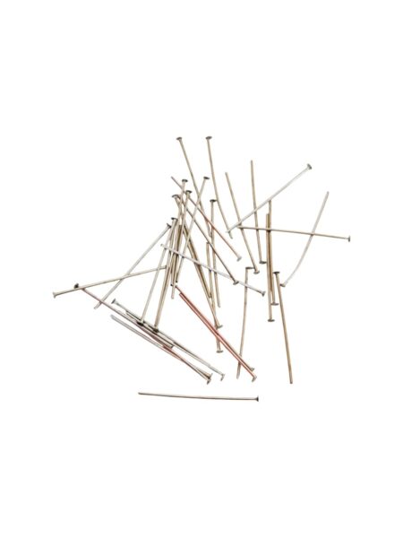 100 x Silver coloured head pins, 0.6 x25mm, Stainless steel
