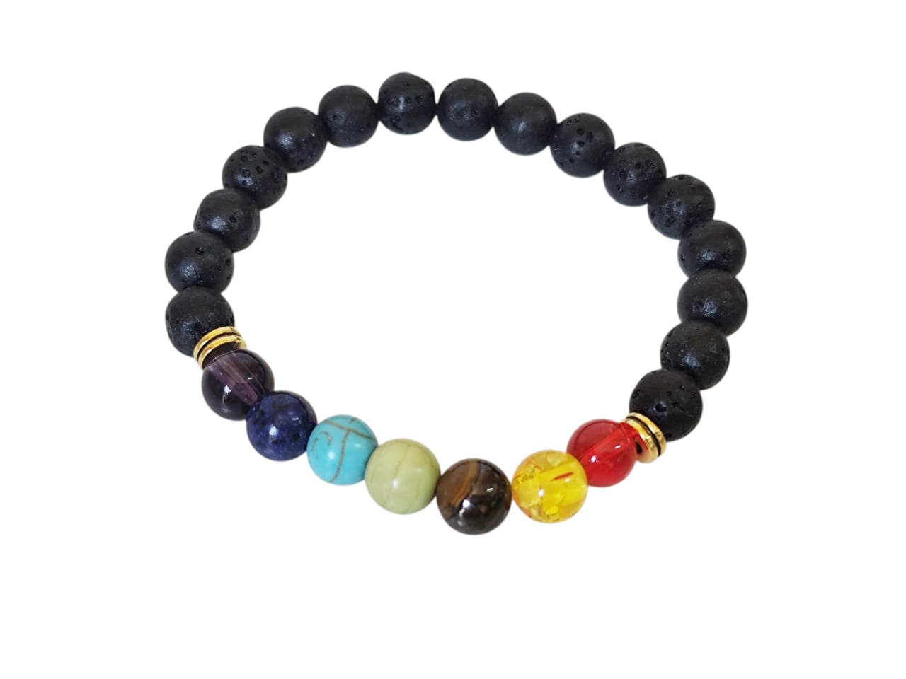 Chakra and Lava Bracelet