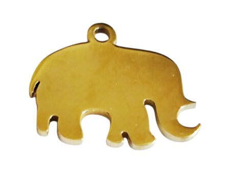 Rhino charm in stainless steel gold