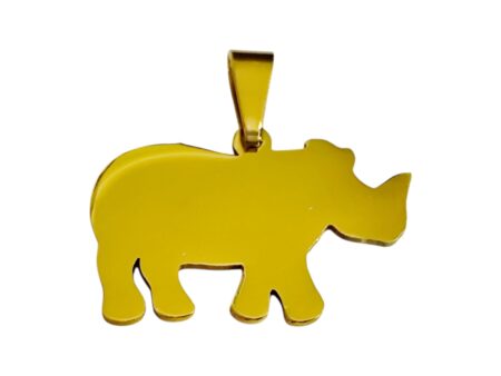 Stainless Steel Rhino Pendant in Gold