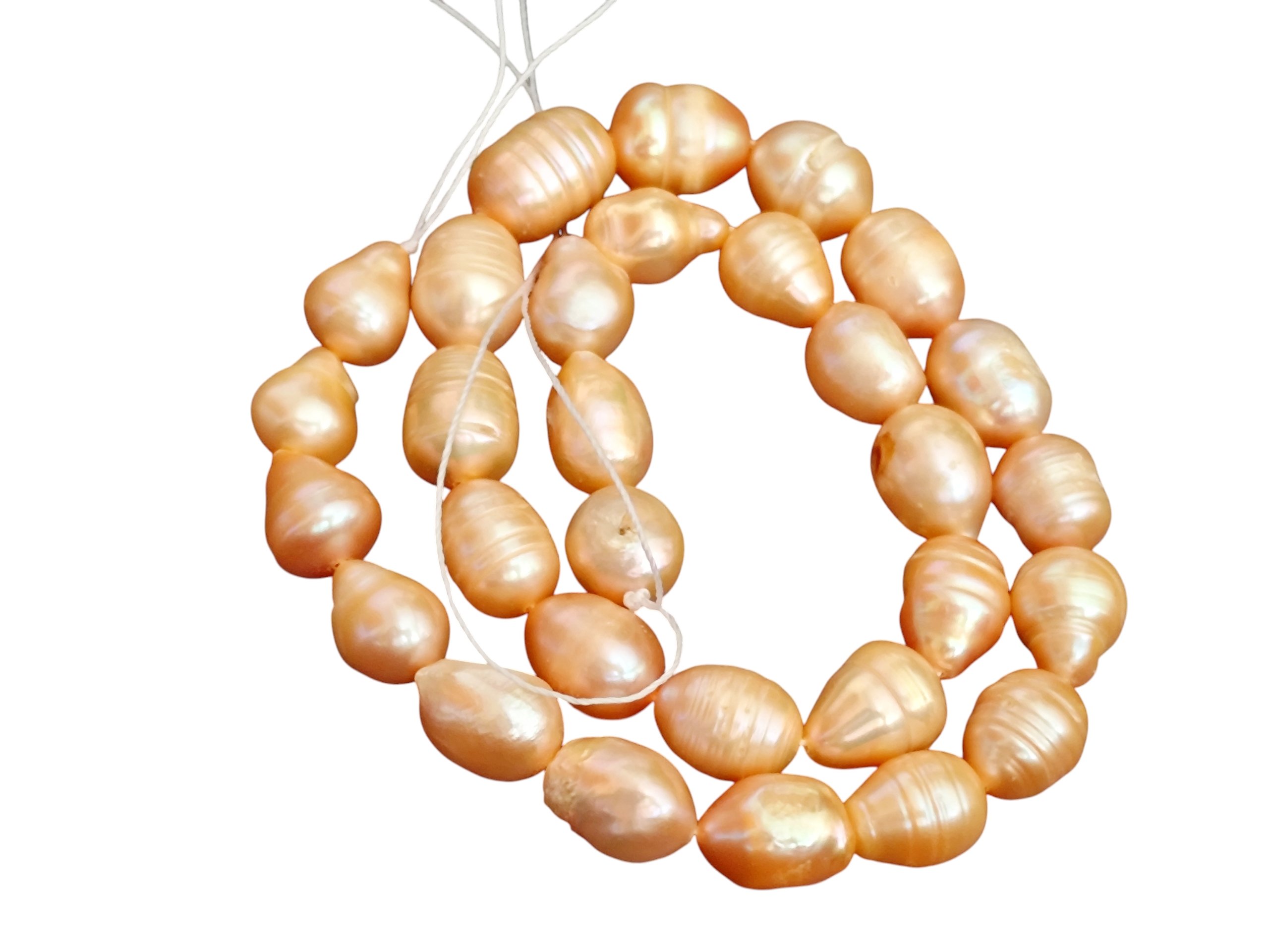 Apricot Oval Rice pearl, Approximately 8-11mm in size, 35 cm