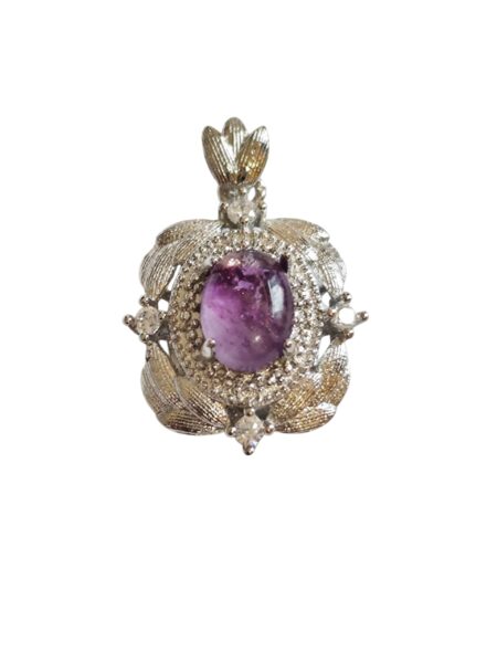 Assorted amethyst pendant in base metal, 24mm incl bail