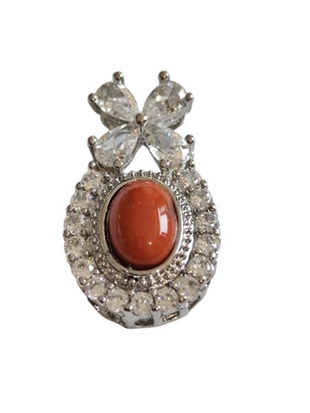 Pendant in Base Metal with Jasper cabochon