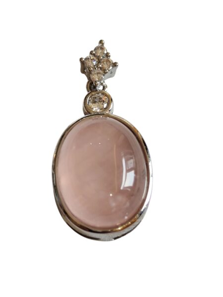 Pendant in Base Metal with Rose Quartz cabochon