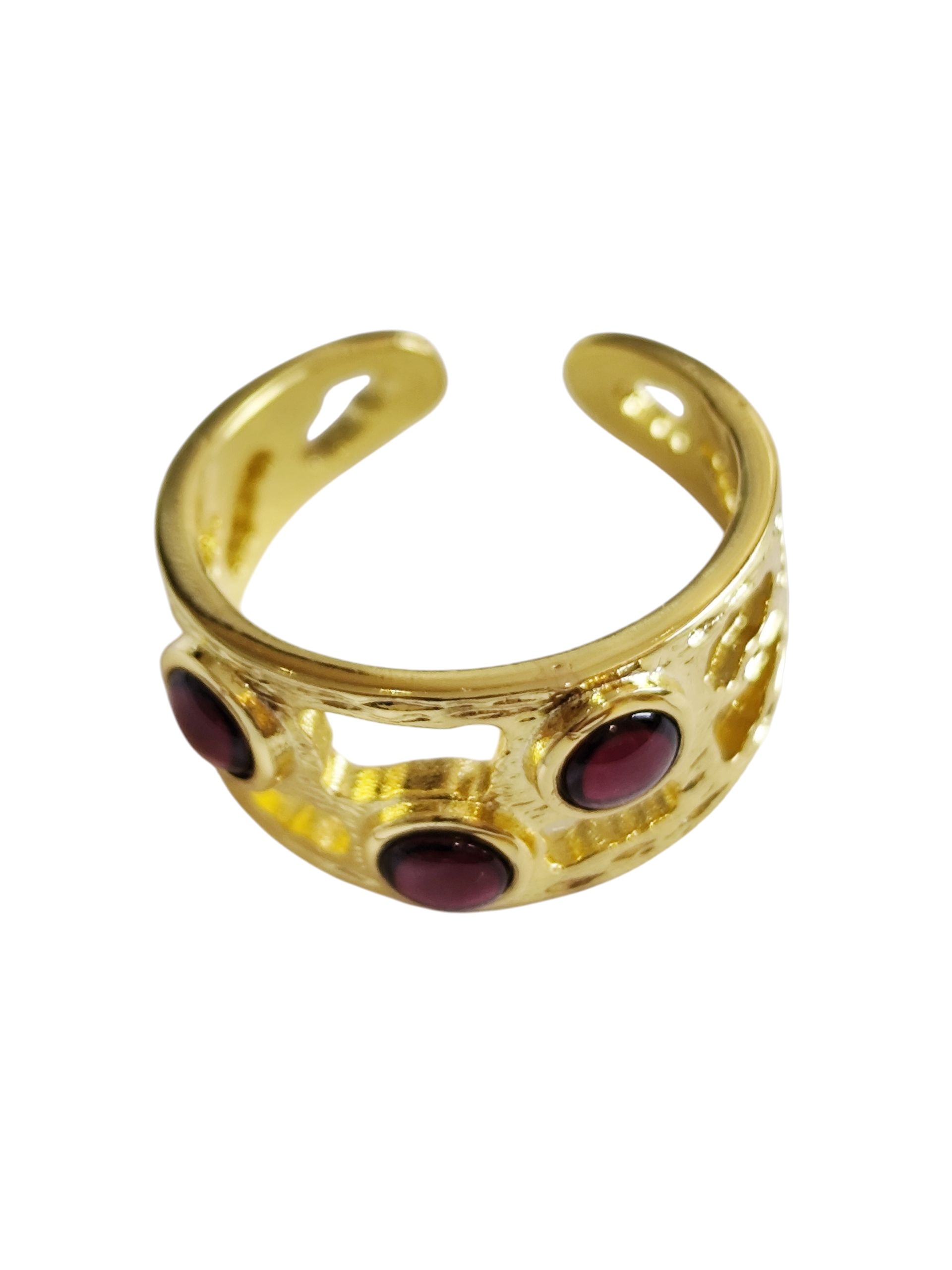 Gold Dress Ring with Garnet cabochons