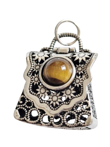 Handbag Pendant in Base Metal with Tigers eye