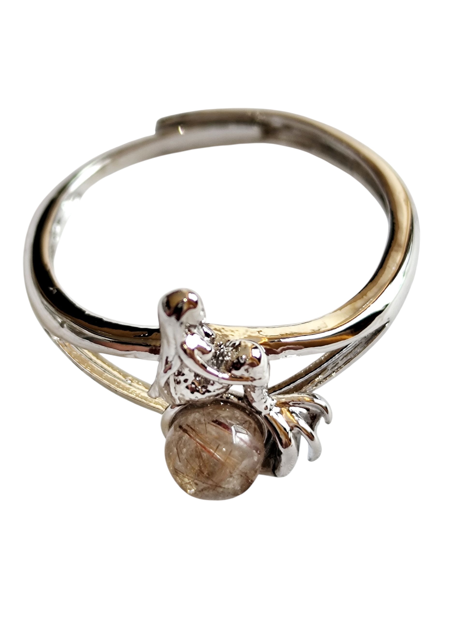 Mermaid Ring with Rutilated Quartz Cabochon – Base Metal