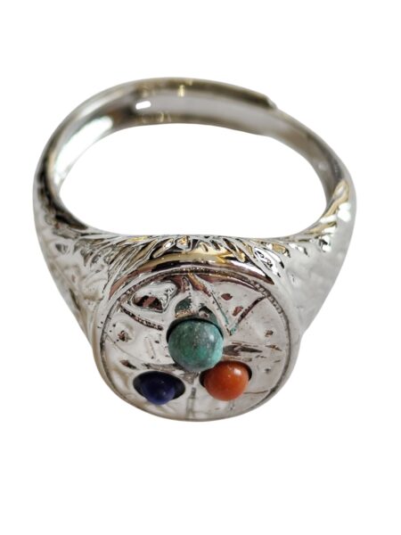 Triple Accent Stone Dress Ring – Base Metal, Adjustable
