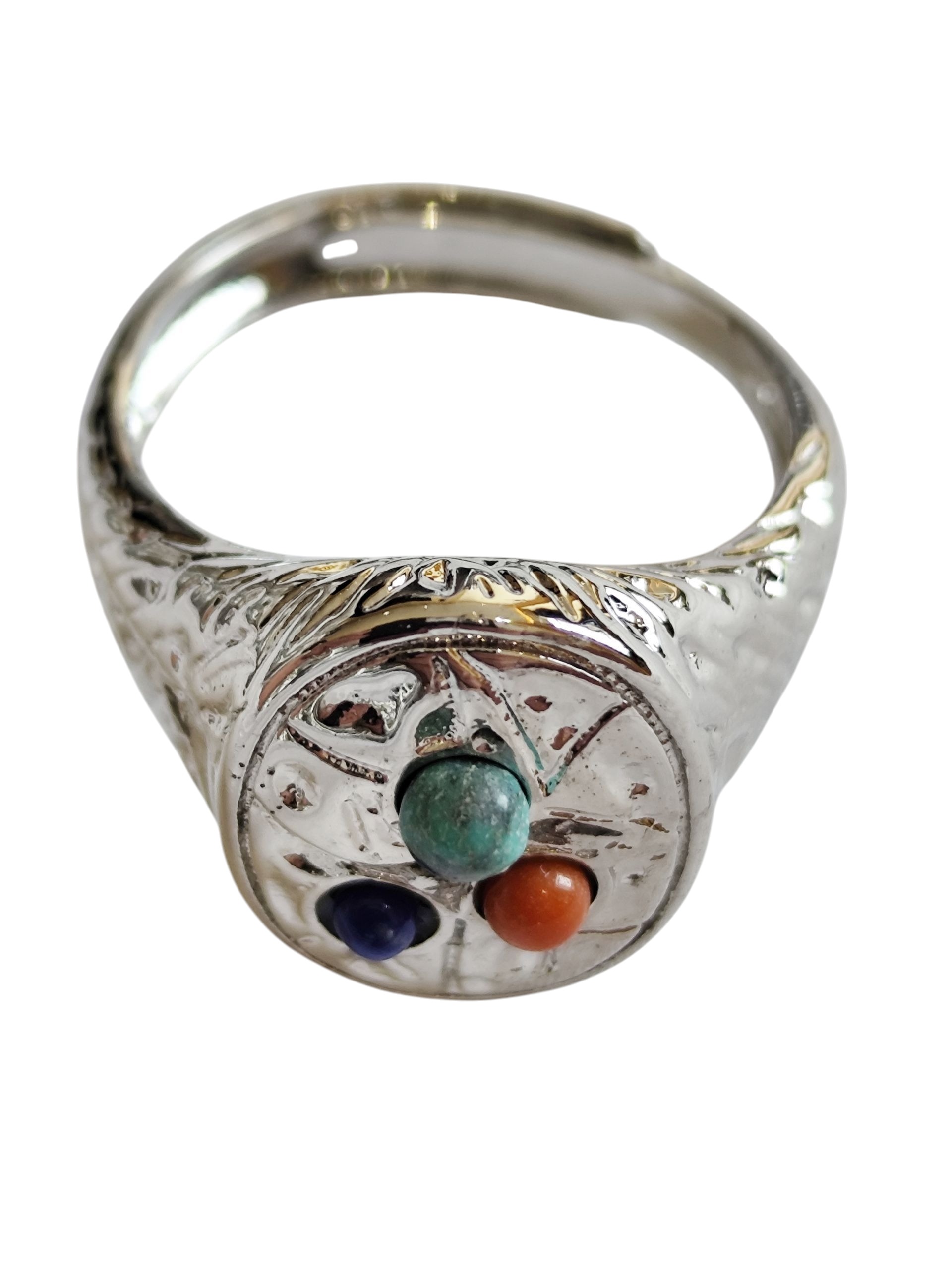Triple Accent Stone Dress Ring – Base Metal, Adjustable