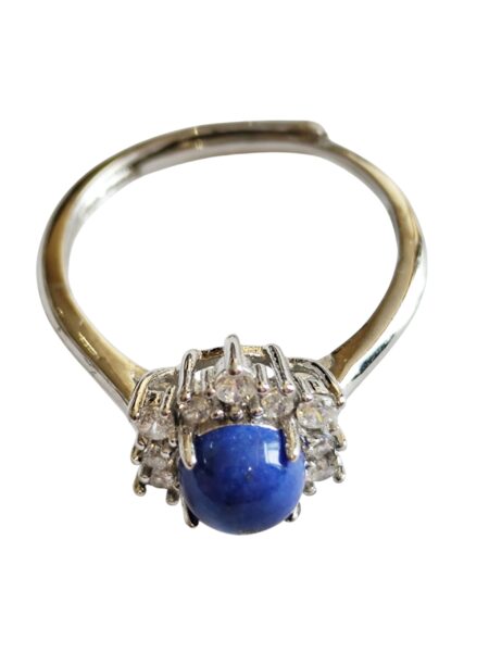 Lapis Lazuli Halo dress ring, Base metal, adjustable