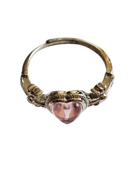Dress Ring with Pink Heart, Adjustable