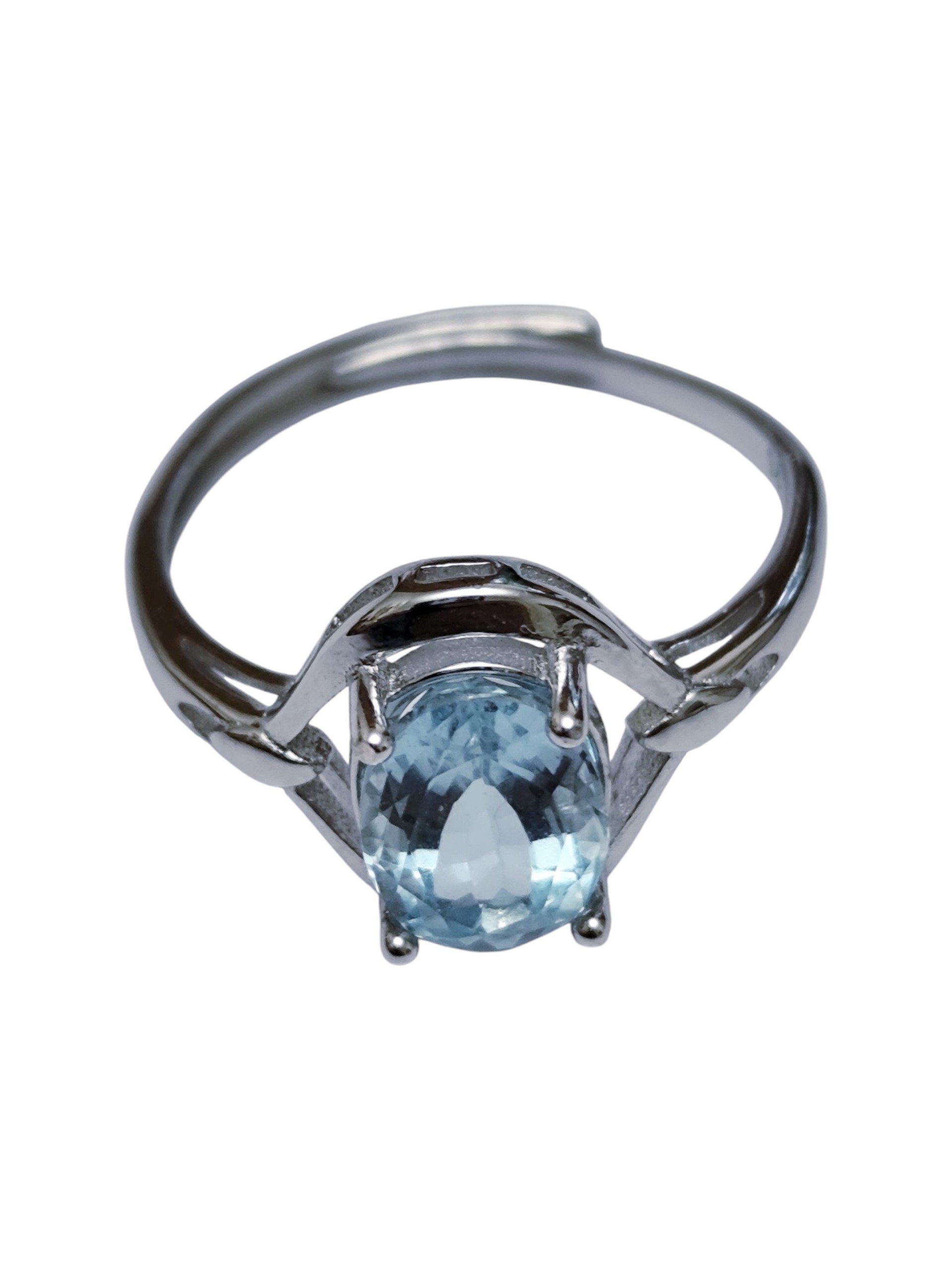 Aquamarine ring in 925 silver, timeless design, adjustable