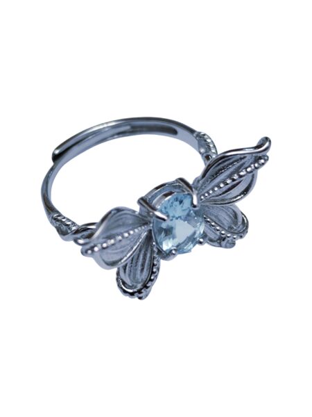 925 Sterling Silver Aquamarine Butterfly Ring