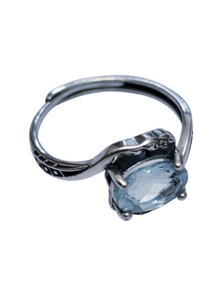 Aquamarine ring in 925 silver, classic, adjustable