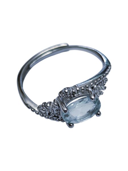 Aquamarine ring in 925 silver, oval, adjustable