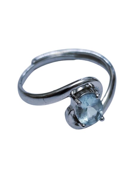 Aquamarine ring in 925 silver, infinity, adjustable