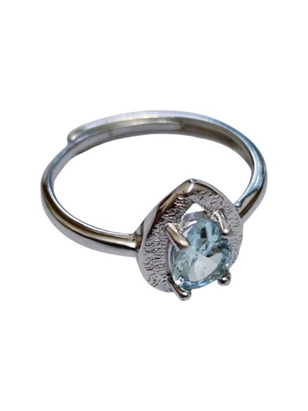 Aquamarine ring in 925 silver, pear shape, adjustable