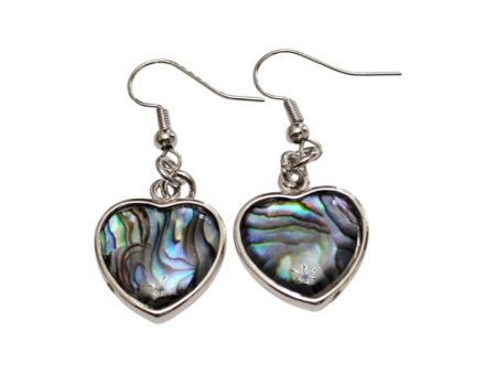 Heart Paua shell earring, 16mm, silver