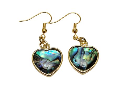 Heart Paua shell earring, 16mm, gold