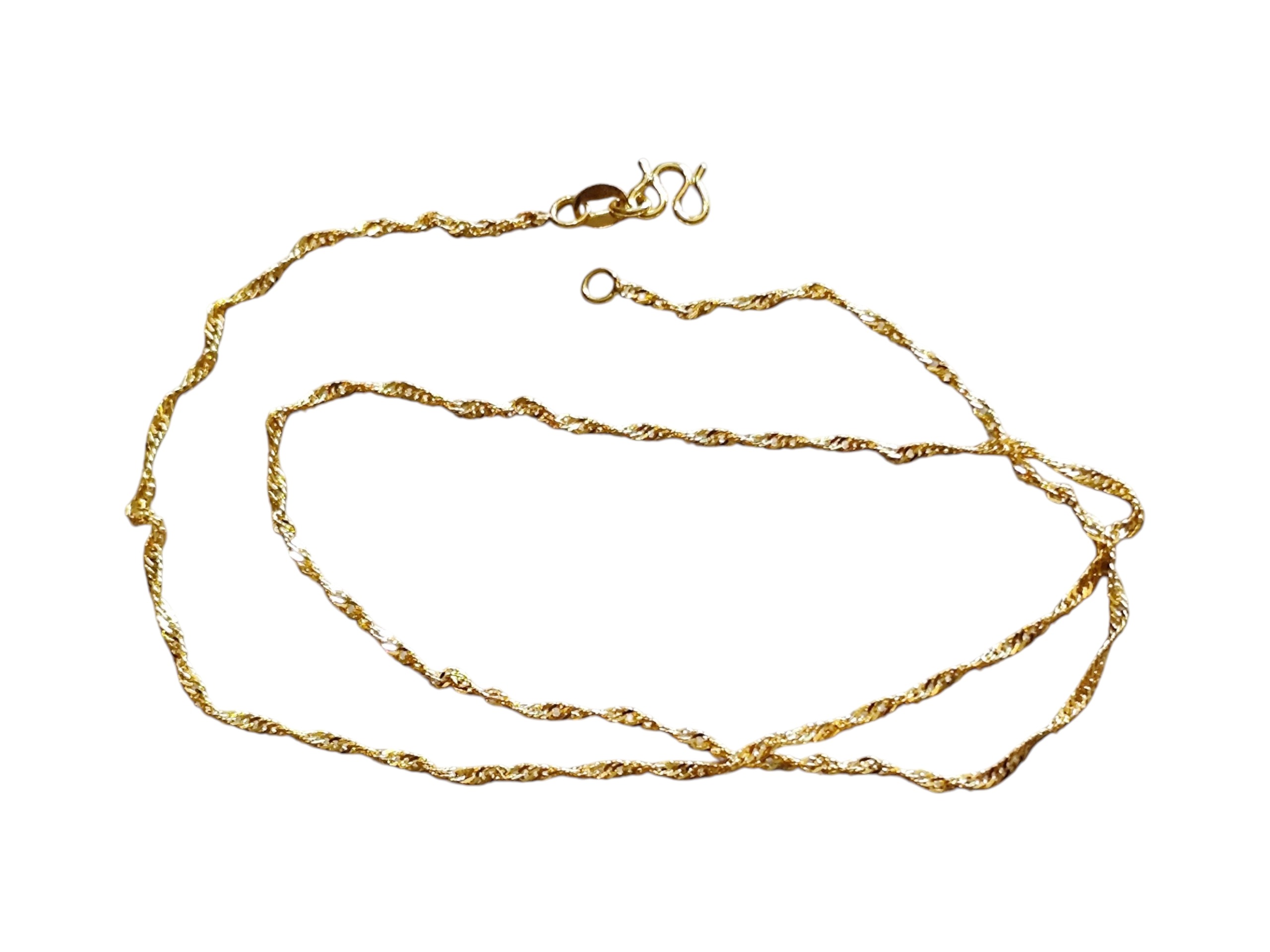 Gold Singapore Chain with lobster clasp, Stainless steel, 2mm wide, 45cm