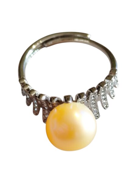 Freshwater pearl dress ring, Adjustable, 10mm A grade peach pearl
