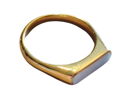 Stainless steel ring, size 6-13, Gold w Mother of Pearl