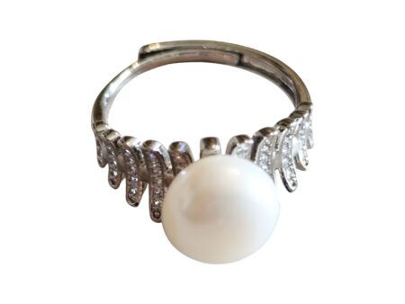Freshwater pearl dress ring, Adjustable, 10mm A grade white pearl