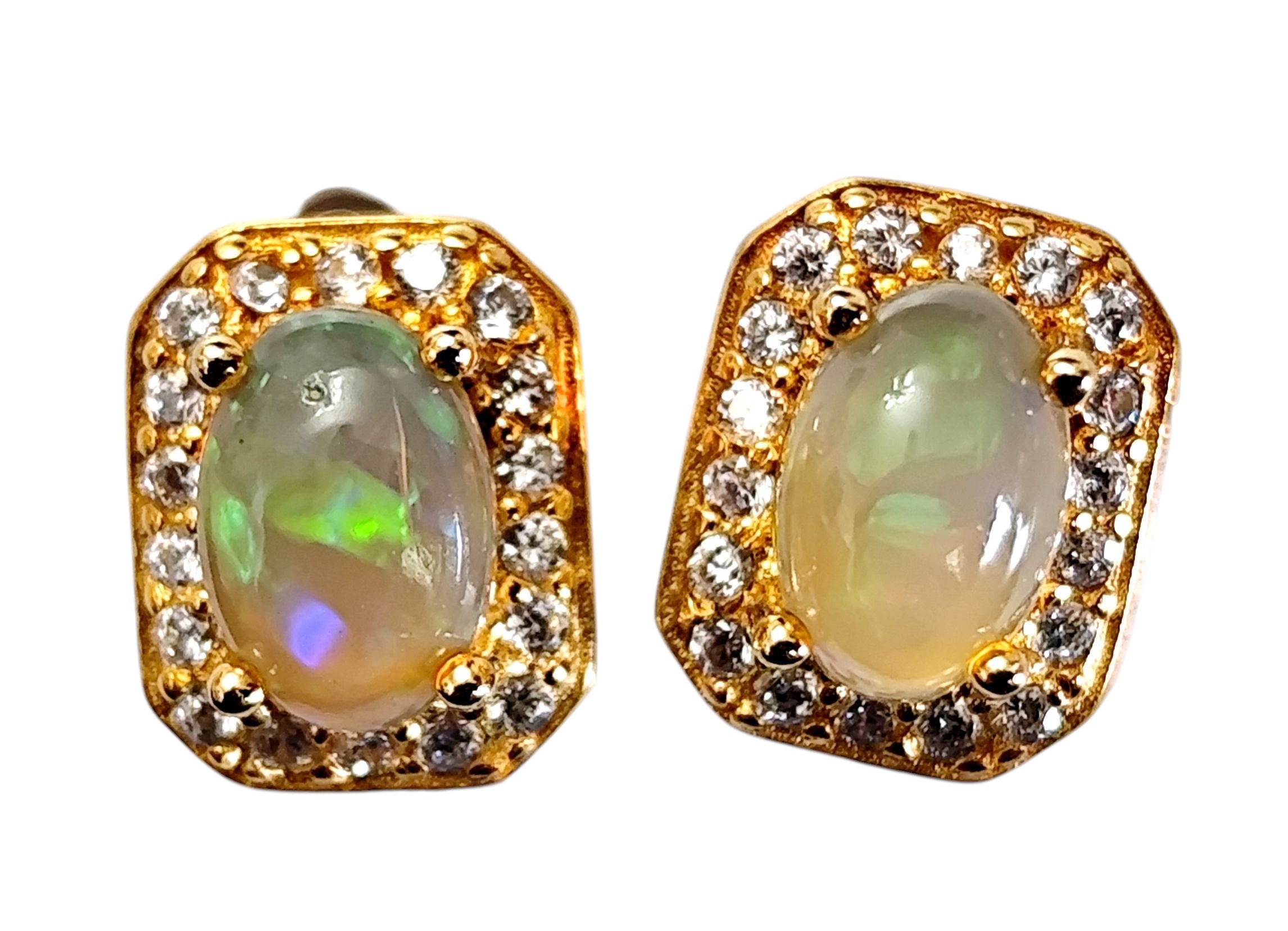 Opal earrings in 925 silver, gold color