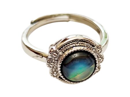 Dress Ring with Round abalone cabochon, adjustable